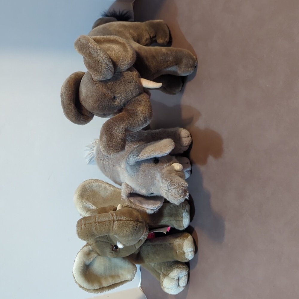 3 Elephants Plush 1985 North Am Bear Co Miyoni by Aurora 2006 St Louis Zoo